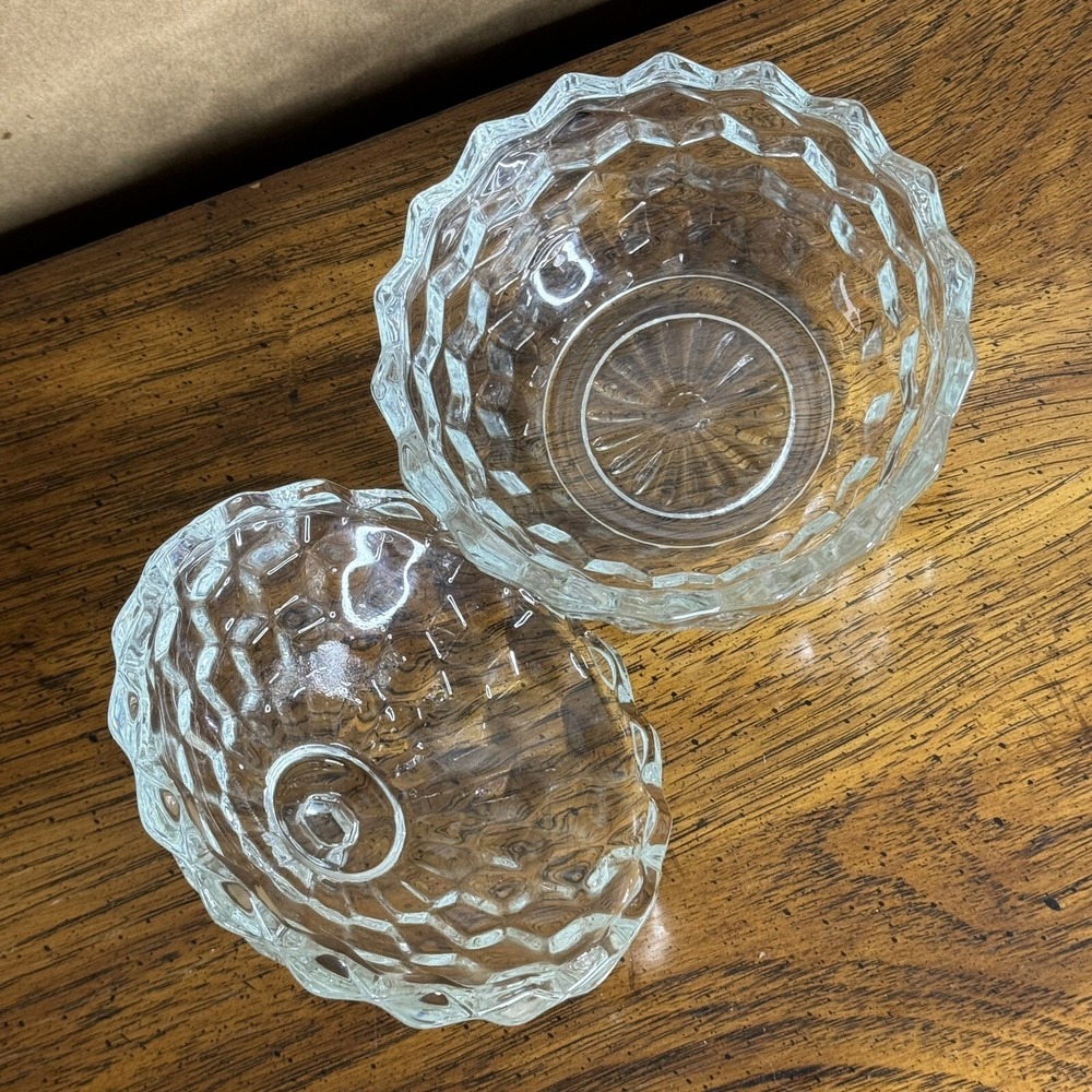 Vintage Indiana Whitehall Clear Glass  Candy Dish‎  Cubist Bowl Jar w/ Lid - Picture 3 of 12